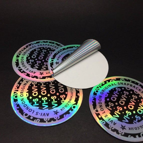 Sample of custom holographic circle stickers 24hourstickers.com
