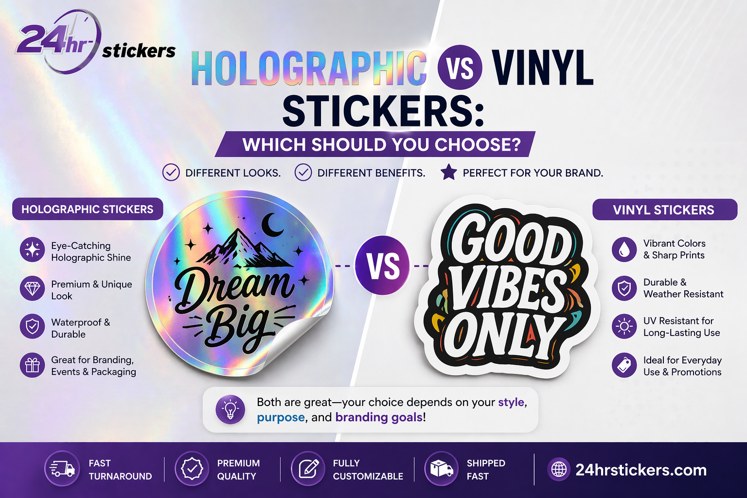 Holographic vs Vinyl Stickers: Which Should You Choose?