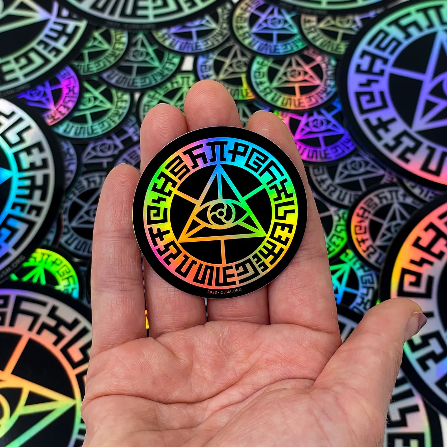 Holographic circle sticker sample 24 hour stickers